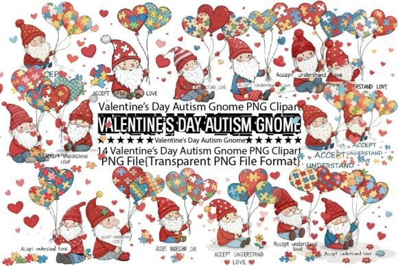 Download Valentine’s Day Autism Gnome PNG Bundle - Premium Bundle